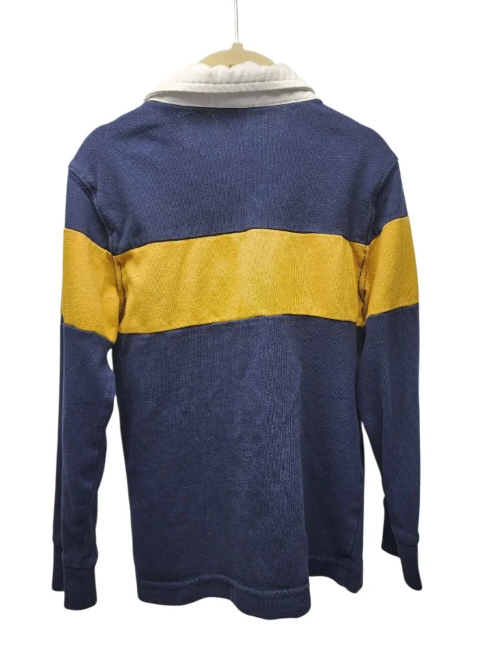 Gymboree Kids Rugby Polo Shirt Size 6 Navy Yellow Long Sleeve Cotton Striped